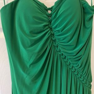 Strapless Adrianna Papel green formal dress